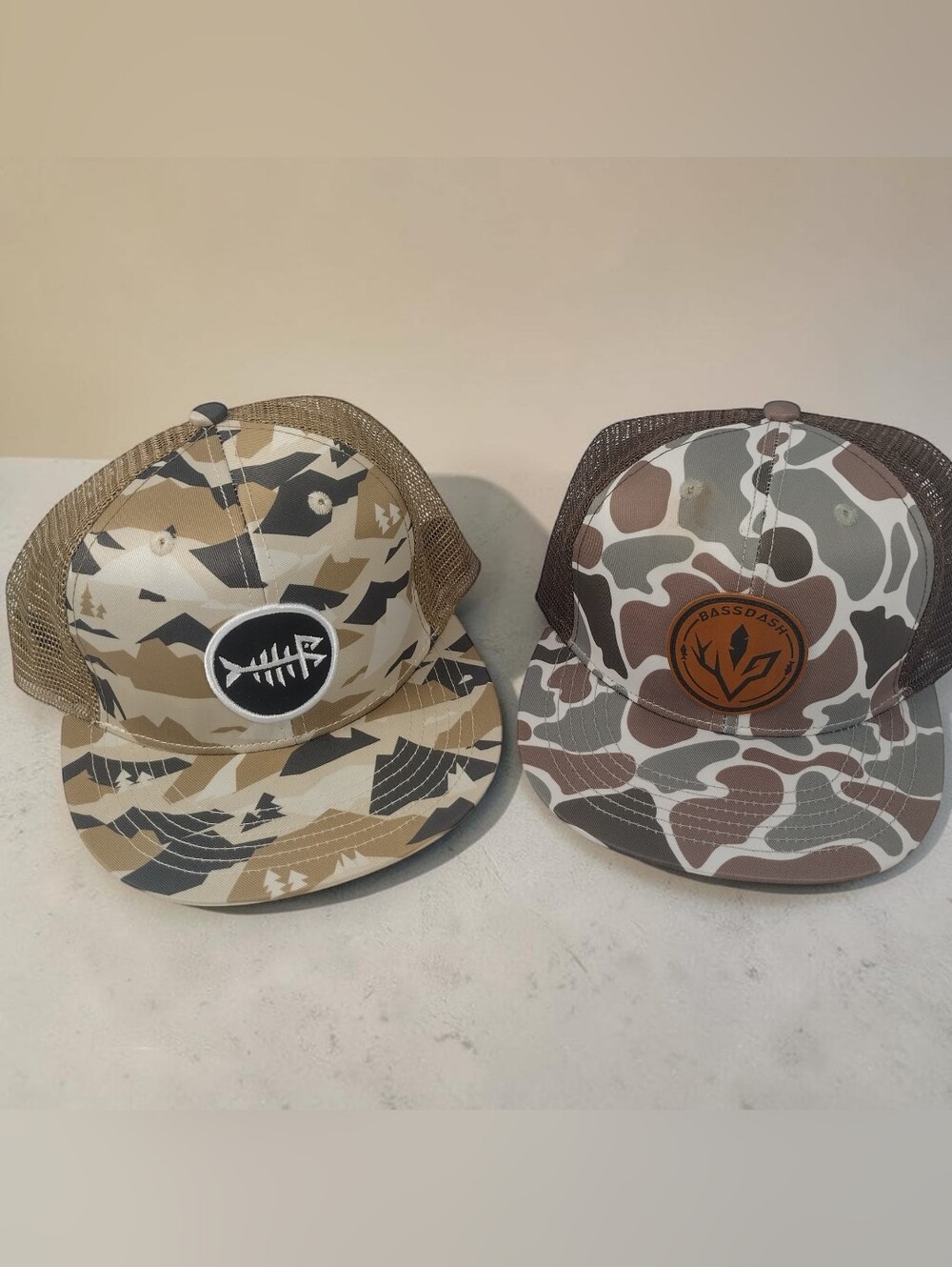 Bassdash Adults Camo Snapback Hats Lot Of 2 Outdoors Active Gear